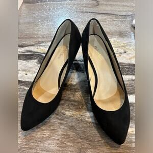 Bella Marie Black Suede Pointed Toe Wedge- Size 7
